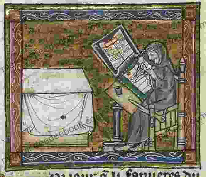 A Manuscript Page From The Fourteenth Century, Showing A Monk In A Cell, Reading And Writing Literature And Devotion In Later Medieval England: A Selection Of Manuscripts From Durham University Library