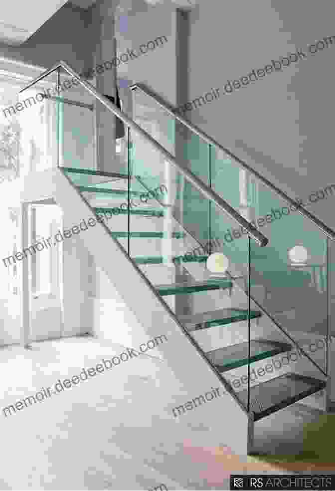 A Modern Glass Staircase With Transparent Treads And Sleek Metal Railings Ascends Through The Center Of A Spacious, Light Filled Atrium. The Iron Staircase (The Glass Staircase 3)
