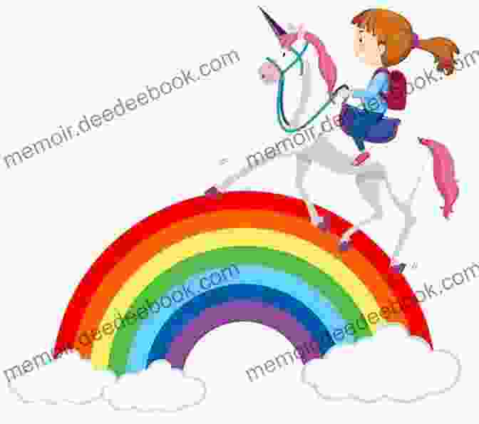 Anya Riding A Unicorn Through A Rainbow Filled Sky In The Kingdom Of Rainbows The Princess Search: A Retelling Of The Ugly Duckling (The Four Kingdoms 5)